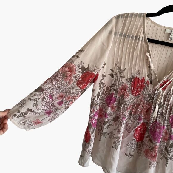 JOIE Silk Floral Print Blouse Blush Pink XS - Picture 7 of 10